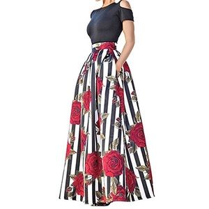 Two-Piece Cold Shoulder Rose Gown 🌹